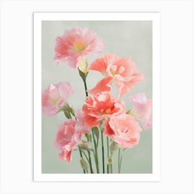Gladioli Flowers Acrylic Painting In Pastel Colours 3 Art Print