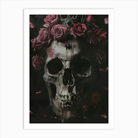 Skull With Roses Art Print