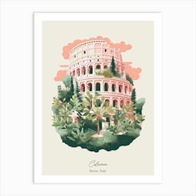 Colosseum   Rome, Italy   Cute Botanical Illustration Travel 0 Poster Art Print