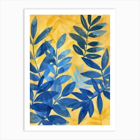 Blue And Yellow Leaves 4 Art Print