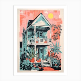 A House In New Orleans, Abstract Risograph Style 4 Art Print