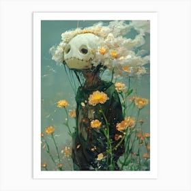 Skeleton With Flowers Art Print