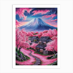 Cherry Blossoms In Fuji 2 Art Print