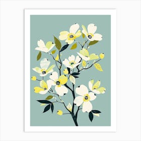 Dogwood Tree Flat Illustration 6 Art Print