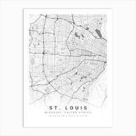 St Louis Missouri USA White Map Poster