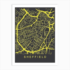 Sheffield Map Neon Art Print