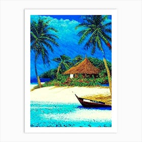 San Blas Islands Panama Pointillism Style Tropical Destination Art Print