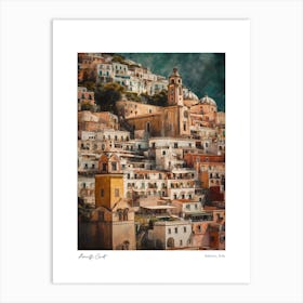 Amalfi Coast, Salerno Italy Pencil Drawing Style 8 Art Print