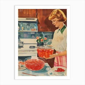 Cooking Jelly In A Retro Kitchen Art Print