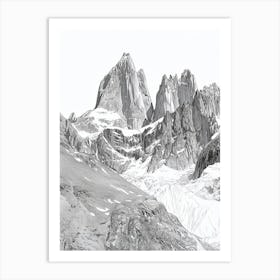 Cerro Torre Argentinachile Line Drawing 1 Art Print