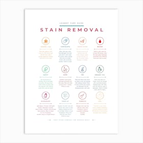 Stain Removal Instruction Colorful Art Print