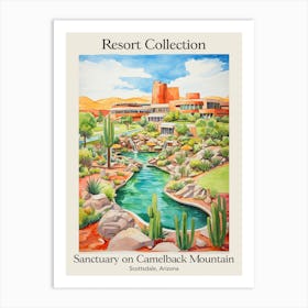 Poster Of Sanctuary On Camelback Mountain Resort Collection & Spa   Scottsdale, Arizona   Resort Collection Storybook Illustration 1 Art Print