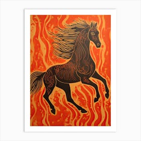 A Horse Painting In The Style Of Stenciling 2 Art Print