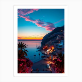 Sunset In Amalfi Coast Art Print