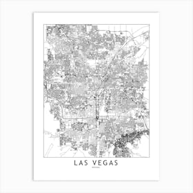 Las Vegas White Map Art Print
