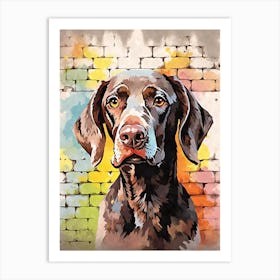 Aesthetic German Shorthaired Pointer Dog Puppy Brick Wall Graffiti Artwork Art Print