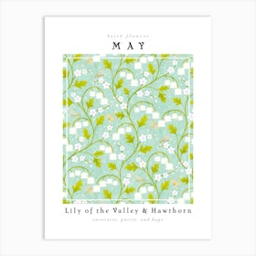 May Birth Flowers Lily Of The Valley & Hawthorn 1 Art Print