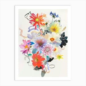 Dahlia Collage Flower Bouquet Art Print