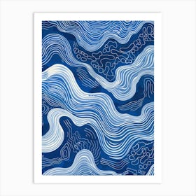 Blue And White Waves 1 Art Print