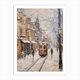 Vintage Winter Painting Frankfurt Germany 2 Art Print