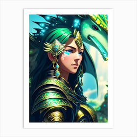 Girl With A Dragon 1 Art Print