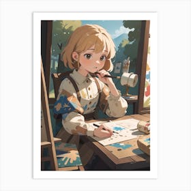 Girl Painting Art Print