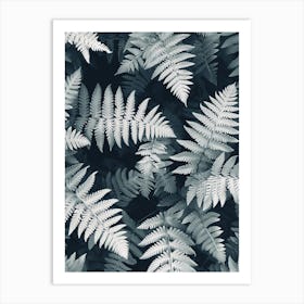 Pattern Poster Silver Lace Fern 2 Art Print