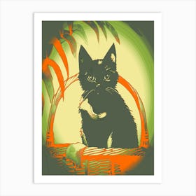 Cat Sat In A Basket 3 Art Print