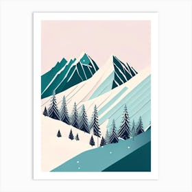 Snowflakes In The Mountains, Snowflakes, Minimal Line Drawing 1 Art Print