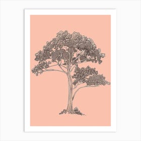 Sequoia Tree Minimalistic Drawing 1 Art Print