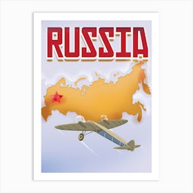 Russia Travel map Art Print