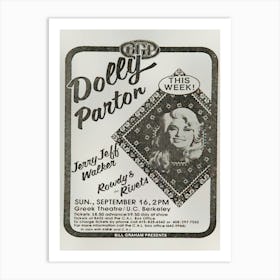 Dolly Parton Vintage Concert Poster Art Print