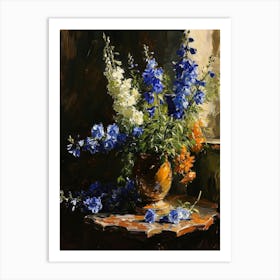 Baroque Floral Still Life Delphinium 2 Art Print