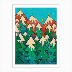 Christmas Green Forest Art Print