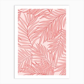 Pink Tropical Leaves Art Print