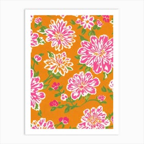 Primrose Floral Print Retro Pattern 1 Flower Art Print