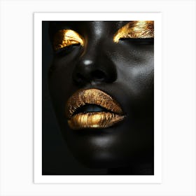 Black Woman With Gold Makeup Art Print