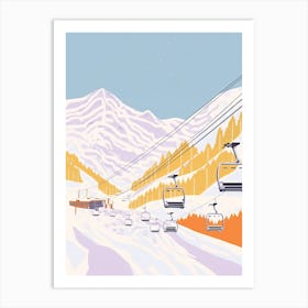 Andermatt   Switzerland, Ski Resort Pastel Colours Illustration 1 Art Print