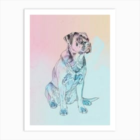 Watercolour Rottweiler Dog Line Illustration 2 Art Print