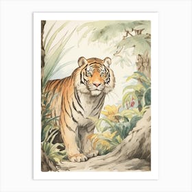 Storybook Animal Watercolour Siberian Tiger 4 Art Print