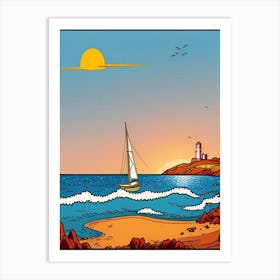 Sailboat At Sunset Art Print