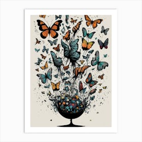 Butterfly Bowl Art Print