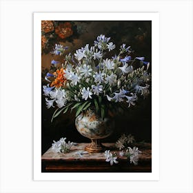 Baroque Floral Still Life Agapanthus 1 Art Print