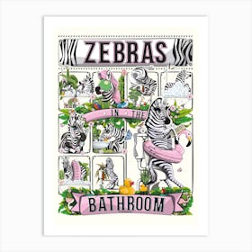 Zebras In The Bathroom Art Print