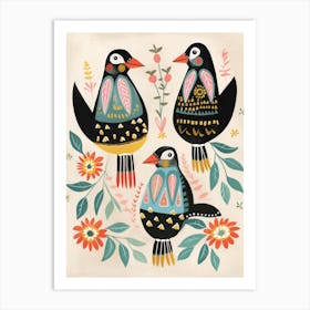 Folk Style Bird Painting Penguin 5 Art Print