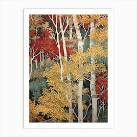 White Birch 2 Vintage Autumn Tree Print  Art Print