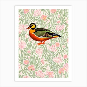 Mallard Duck 2 William Morris Style Bird Art Print