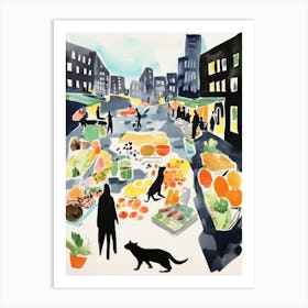 The Food Market In New York 3 Illustration Art Print