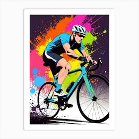 Colorful Bicycle Rider Art Print