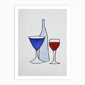 Assyrtiko Picasso 2 Line Drawing Cocktail Poster Art Print